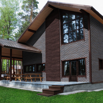 Фaсадная плитка Hauberk цвет КВАРЦИТ на фасаде дома фото 1